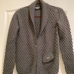 Barbour Gray Textured Cardigan Sweater